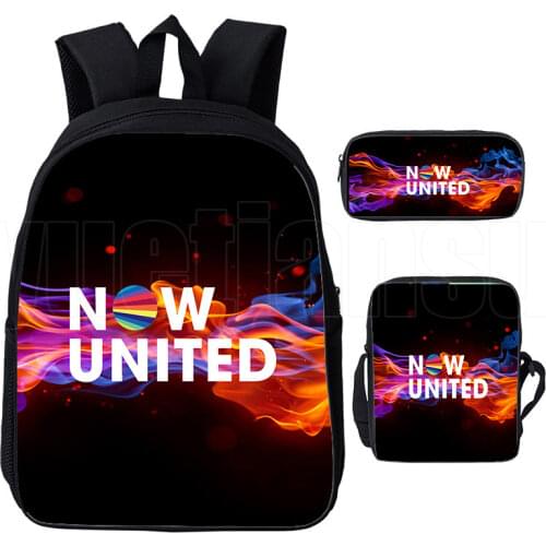 3D Now United Backpack Women 3 PCS/set Hip Hop Mochila UN Team Plecak Kpop Pencil Case Shoulder Bookbag Zipper Girls Travel Bags