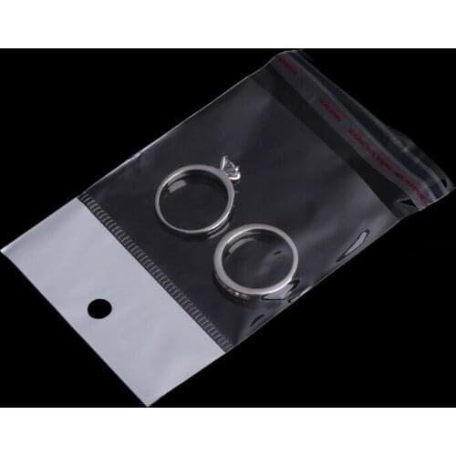 100 Pcs/Set Plastic Packing Bag Transparent Self Adhesive Jewelry Seal 6x8cm P9YF