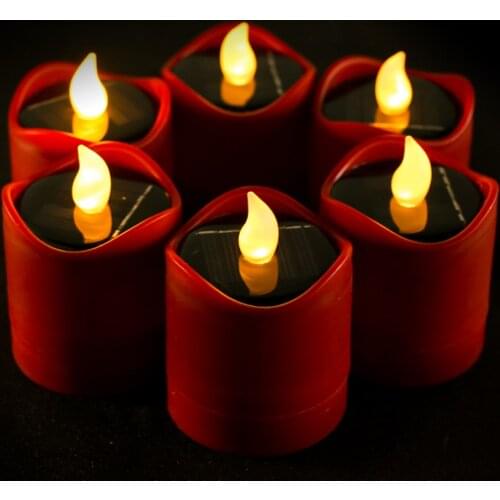 6/12Pcs Solar LED Tea Light Waterproof Flameless Romantic Environmental Simulation Candles For Outdoor Candlelight Dinner