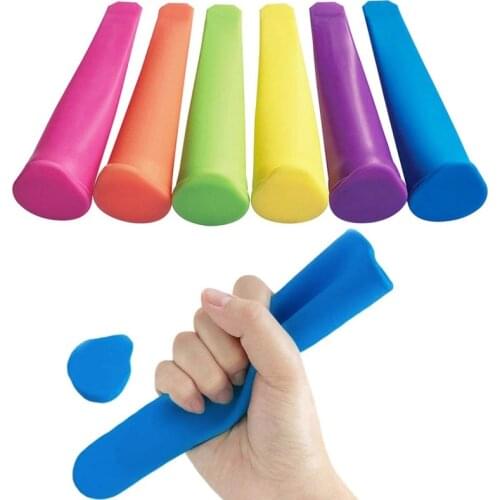 6pcs/set Silicone Ice Tube Mold With Lids Ice Cream Yogurt Popsicl Maker Tray Kitchen Accessories