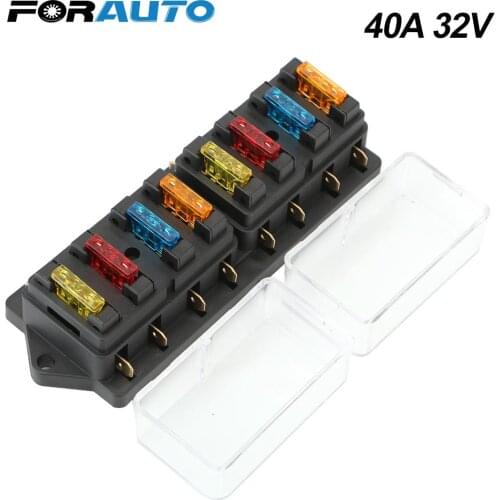8 Way Car Fuse Box For Auto Car Marine Car Fuse Holder 40A 32V Plastic Cover Blade Fuse Box
