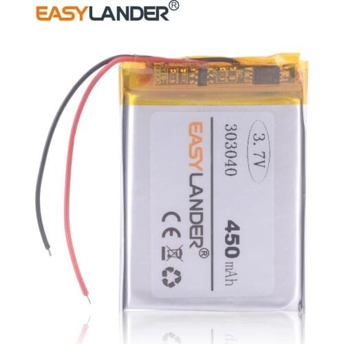 Battery Li-polymer Rechargeable ion 3.7V 450 mAh for bluetooth mp3 reader 303040 video recorder mp3 player DVR controller power