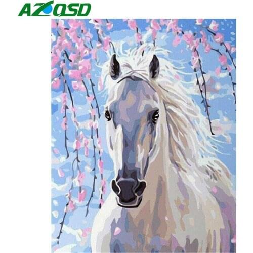 AZQSD Horse Paint By Numbers On Canvas Oil Painting By Numbers Animal Wall Art 40x50cm Unframed Decoration Gift Diy