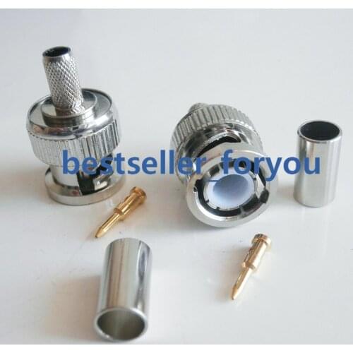 BNC Male Q9 Plug RF Coax Connector Crimp RG316,RG174,LMR100 Straight Nickelplated NEW Wholesale