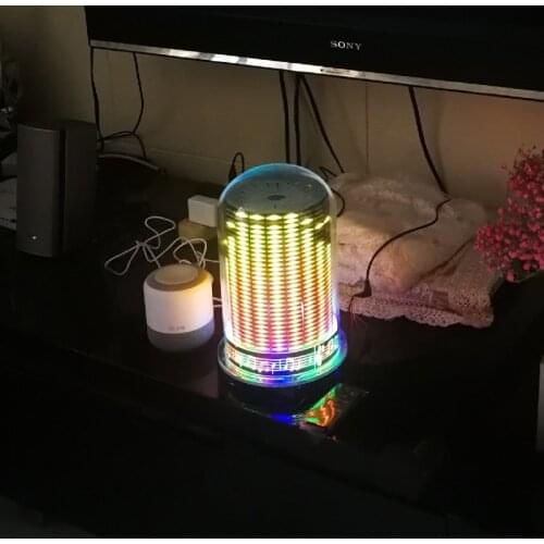 Cylindrical RGB music spectrum display voice control remote control clock animation fashion fashion lampshade diameter 150*250mm