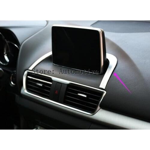 For Mazda 3 Axela BM 2014 2015 2016 Chrome Center Dashboard Navi Navigation Panel Cover Trim Bezel Garnish Surround Car Styling