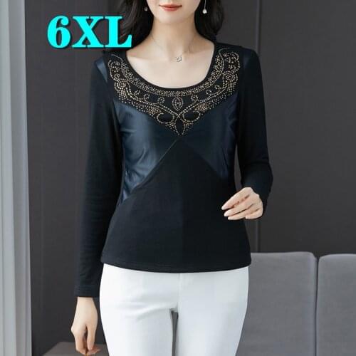 Womens T-shirt Tops Woman Tshirts Warm Clothing Autumn Spring New Fashion Top Women Tshirt 4XL 5xl 6XL Plus Size Free Shipping