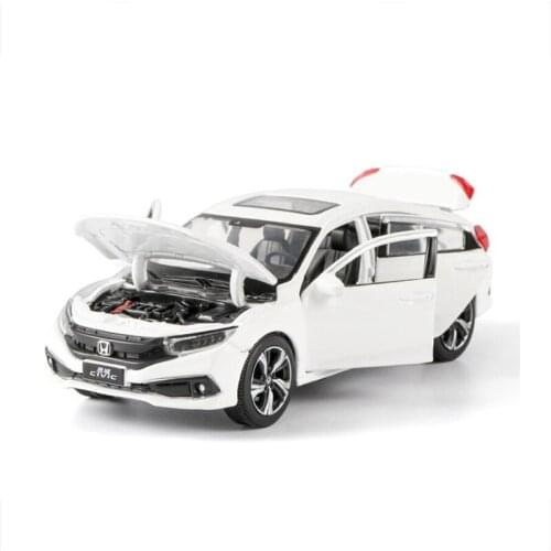 Toy Car 1:32 HondaCivic Alloy Car Model Sound And Light Toys For Childrens Pull Back Simulation Door Open Car Model Decoration