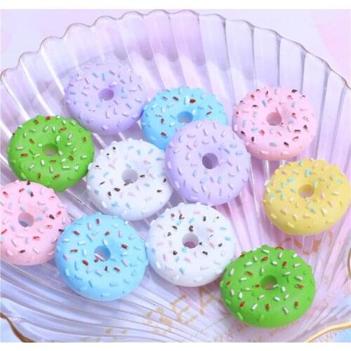 10pcs Simulation Donuts Flat back Resin Cabochon Flatbacks Fake Food Play Decoration Crafts DIY Hair Accessories Scrapbooking