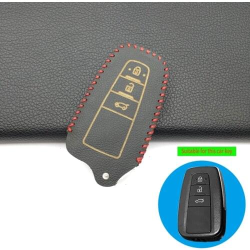 Leather Remote Car Key Case Cover Protector for Toyota Camry 2018 2017 Aygo RAV4 Corolla 2018 CHR/C-HR Prius 3 Buttons Key Shell