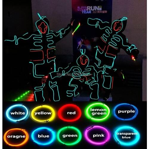 Hot Selling Led Costume Halloween Shining EL Wire Costume Men Women Dance Suit Light Up Costume Material
