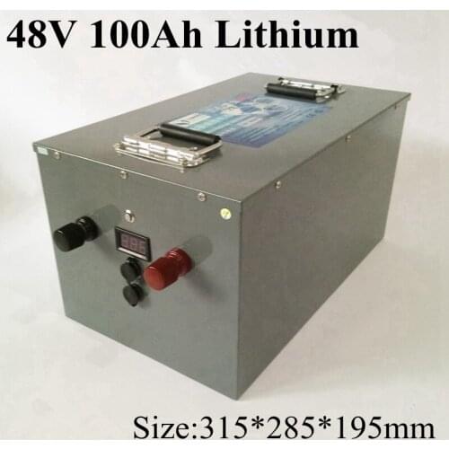 Lithium Ion 48V 100AH Battery Pack Li Ion BMS for 5000w UPS Scooter Bike Transportation Club Solar System + 10A Charger
