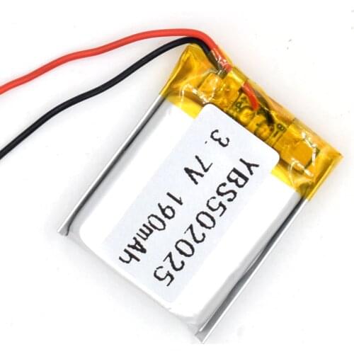 50PCS 3.7V 190 mAh Li-Polymer Rechargeable Battery 502025 Li Po ion for GPS Bluetooth MP3 MP4 052025
