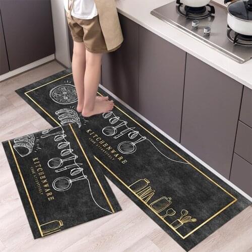 Fashionable Simple Nordic StyleWaterproof Kitchen Floor Mat Household Carpet Long Strip Door Mat Modern Home Decor