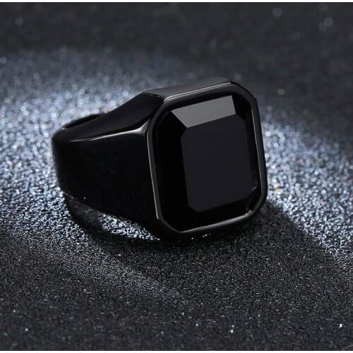 Modyle New Male Punk Rock Smooth 316L Stainless Steel Cubic Zircon Ring For Men Hip Hop Party Male Wedding Jewelry