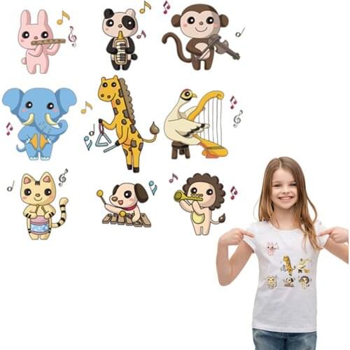 Music Animals Ironing Stickers Cute Moneky Cat Patches 2020 New T-Shirt Diy Decoration Easy Print By Household Irons Applique