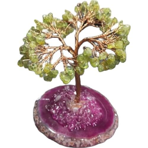 Natural Crystal Tree Amethyst Rose Quartz Aquamarine Lucky Tree Decoration Agate Slices Mineral Stone Home Decor Christmas Gift