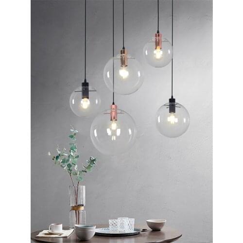 Nordic Rose Gold Head Lamp Large Glass Pendant Lights Restaurant Lighting Bubble Ball Bar Corridor Store Hanging Lamp Fixtures