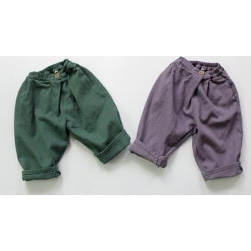 New 2020 Autumn Korean Style Unisex Kids Pure Color Pants Children Costumes Casual Cotton Baby Boys Girls Trousers