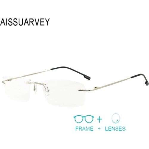 Prescription Glasses Frames Mens Prescription Rimless Eyeglasses Men Optical Glasses Cheap Alloy Flexible Business Eye Wear