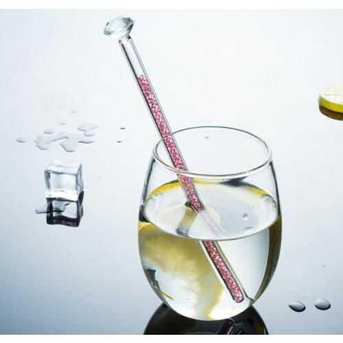 Drinks Muddler Stirring Rod Bar Scoop Glass Diamond Crystal Glass Cocktail Colorful Long Handle Mixing Cold Coffee Juice Stirrer