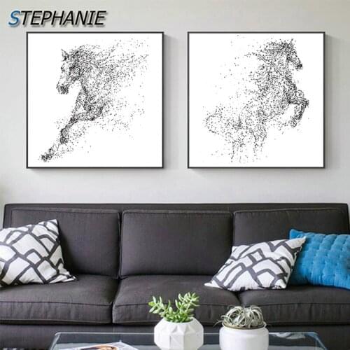 Modern Chinese Style Animal Posters Prints Abstract Horse Wall Pictures for Living Room Aisle Fashion Quadro Canvas Art Decor
