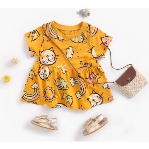 Girls Dress Printing Summer Short-Sleeved Dress Female Baby Baby Clothing Dresse Clothes Baby Girl Toddler Boy Clothes Baby