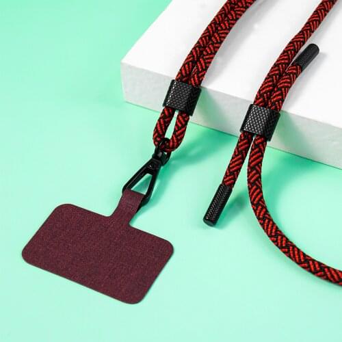 Custom Dacron Universal Lanyard Strap Phone Accessories Mobile Pendant With Matte Black Metal Changable Cord