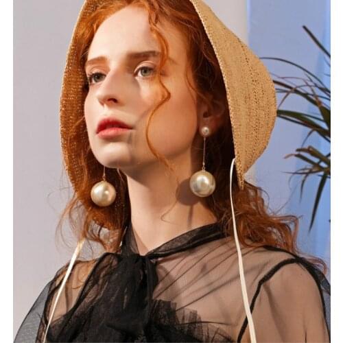 SHIFEEL 2018 New European American Nightclubs Retro Big Pearl Pendant Water Drop Earrings Temperament Long Pendients For Women