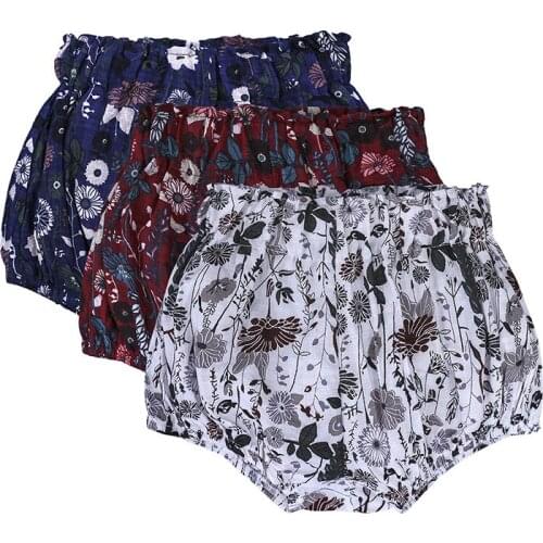 Floral Baby Girls Bloomers Pants Children Knickers Linen Short PP Panties Casual Cotton Newborn Underpants Boy Clothes 0-6 Years