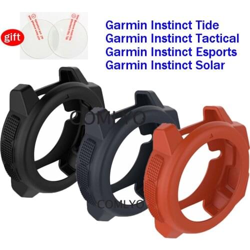 3in1 for Garmin Instinct Tide Tactical Esports Solar SmartWatch case silicone bumper cover+ Instinct glass screen protector film