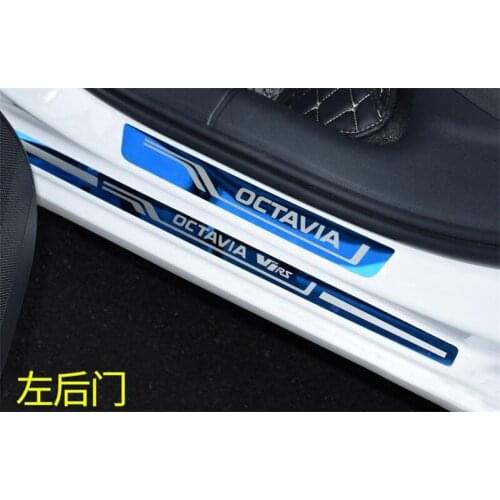 Car Styling New Stainless Door Sill Scuff Plate Car Accessories For Skoda New Octavia 2015 2016 2017 2018 2019