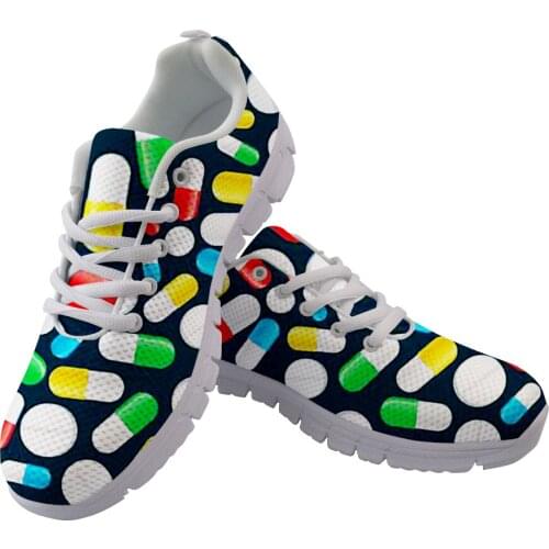 Stylish Sneakers for Women Cartoon Doctor Nurse Pattern Girls Ladies Shoes Casual Lace Up Sportshoes Zapatos Mujer 2021