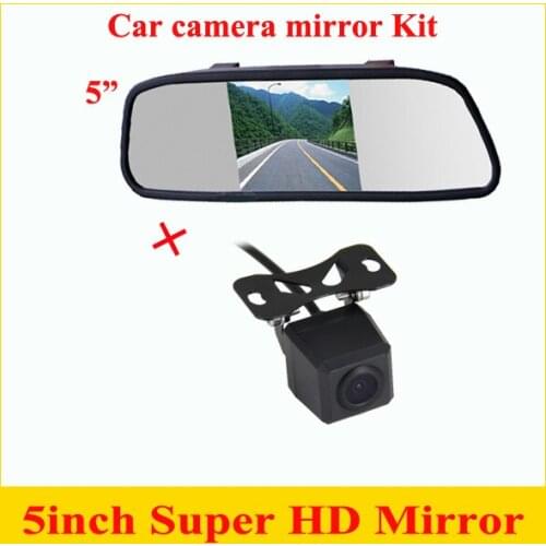 New Promotion 2 in1 Universal car backup reverse camera car rear view parking backup camera + 5 inch HD car monitor Mirror