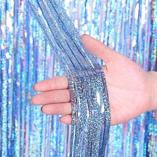 Bachelorette Party Backdrop Curtains Glitter Blue Tinsel Fringe Foil Curtain Birthday Wedding Decoration Adult Anniversary Decor