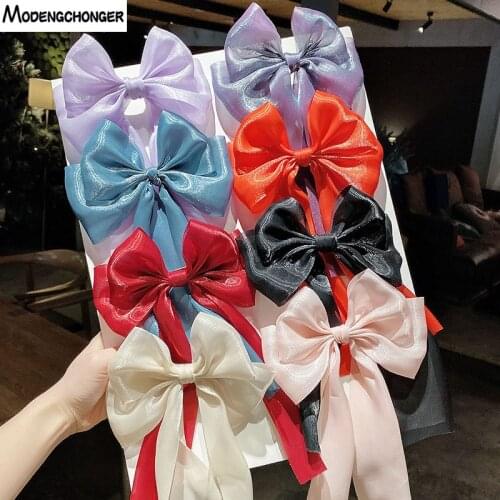Fashion Ribbon Hairgrips Big Bow Hairpins For Women Girls Popular Trendy Hair Clip New Satin Chiffon Barrette Hair Accessories