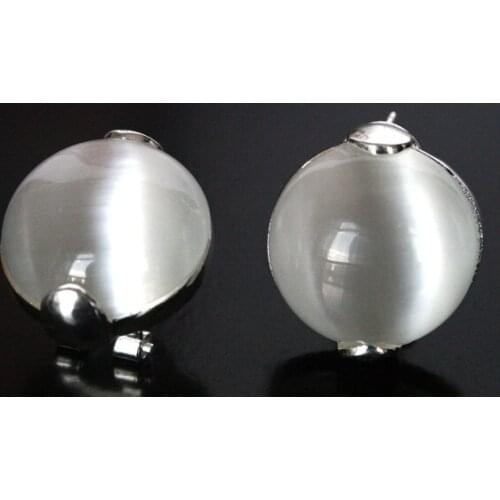 FASHION WOMENS NATURAL CLEAR WHITE OPAL 925 STERLING SILVER STUD EARRINGS