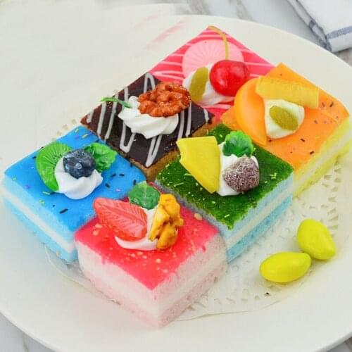 050 Simulation of square fruit cream cake bread cake food model sponge photography for wedding props 5.5*5cm