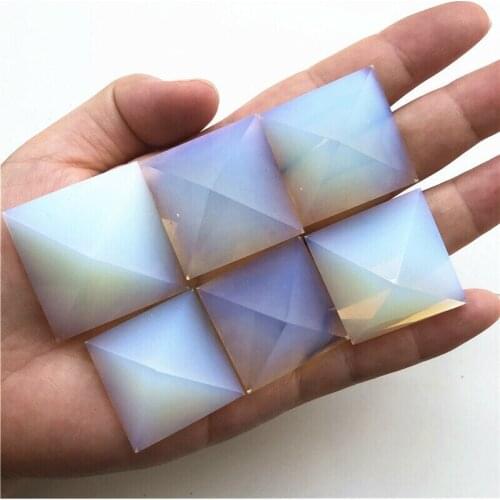 1 Piece Natural White Opal Stone Pyramid Crystal Energy Point Meditation Wand Decoration Natural Quartz Crystals