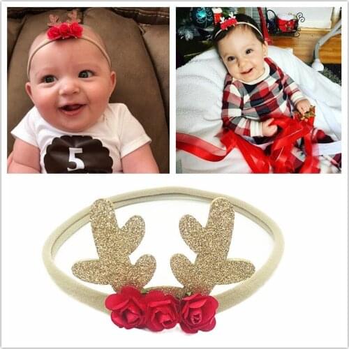 1 PC Christmas Antler Baby Headbands Cute Girls Elastic Hair Bands Hair Accessories Princess Tiara HairBands Children Headwear