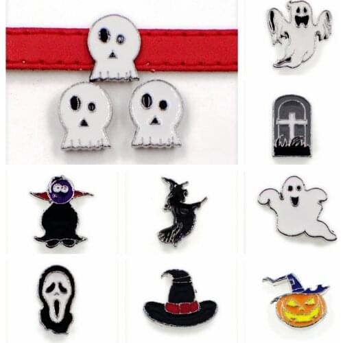 10pcs/lot Halloween Internal Dia 8mm Slide Charm DIY Accessories Fit 8mm Wide Belt Pet Collar