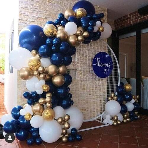 136pcs Navy Blue Gold White Balloon Garland Arch Kit Confetti Balloons For Baby Bridal Shower Birthday Party Wedding Decorations