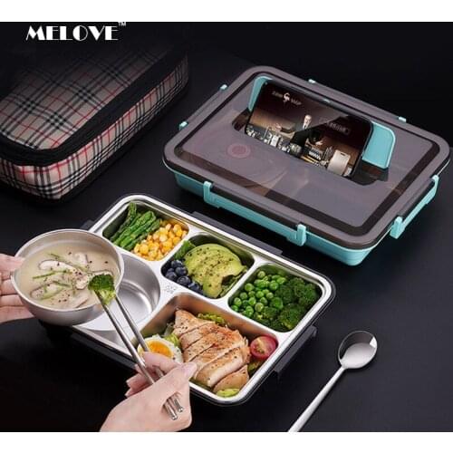 304 Stainless Steel Insulated Lunch Box For Student Office Worker Lunch Box Tableware Breakfast Boxes Food Container Storage