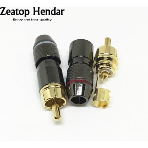 40Pcs Gold Plated Copper RCA Male Plug Adapter Audio Phono Solder Connector for Speaker Cable Amplifiers