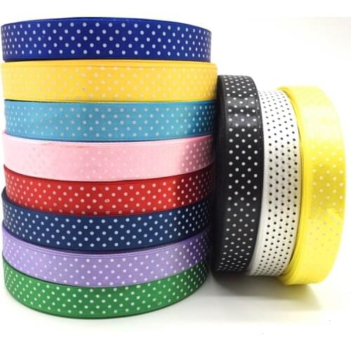 5Yards 3/4" 20mm Printing Polka Dot Satin Ribbon Hair Bow Christmas Wedding Decoration DIY Sewing Craft