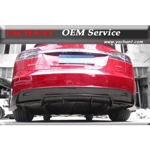 Car-Styling Carbon Fiber Rear Bumper Diffuser Fit For 2012-2015 Tesla Model S RZ R-Zentric Style Rear Diffuser