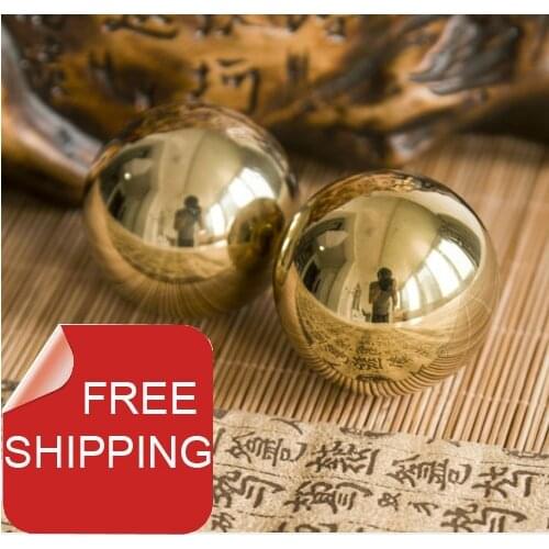 Free shipping.40mm45mm50mm baoding exercise balls w/plated golden titanium,plain/dragon&phoenix health balls. Red paper box