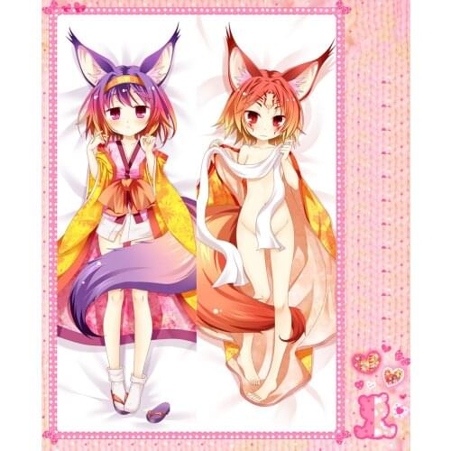 Anime Cartoon No Game No Life Double-Sided Bolster Hugging Pillow Case Pillow Cover Pillowcase Peach Skin 2 Way No.9128