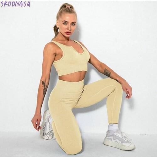 Fitness Yoga Clothing Set Professional Running Seamless Workout Wear Bra Long Pants Short Sleeve Sleeveless Comfortable Sportswe