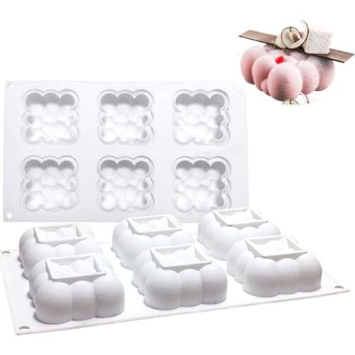 6 Cavity Cloud Shaped Silicone Cake Mold for DIY Ice Cream French Dessert Bakeware Chocolate Mousse Baking Tools